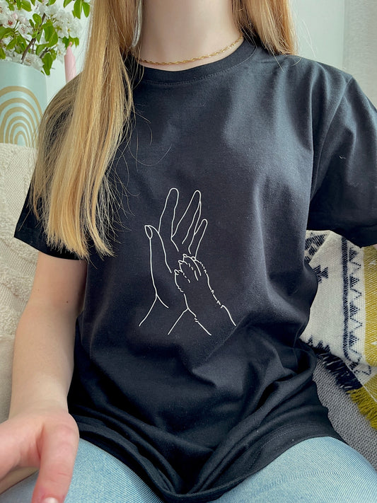 schwarzes T-Shirt "best pawtners" bedruckt mit kurzem Arm