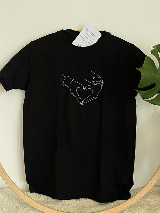 schwarzes T-Shirt "Love to You" bedruckt mit kurzem Arm